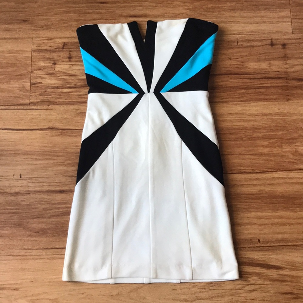 Turquoise Black and White Cocktail Dress